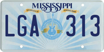 MS license plate LGA313