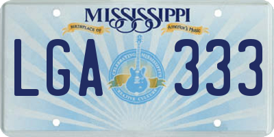 MS license plate LGA333