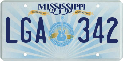 MS license plate LGA342