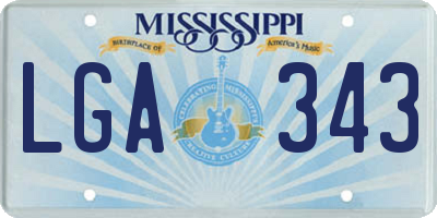 MS license plate LGA343