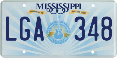 MS license plate LGA348