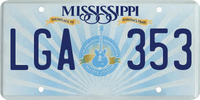 MS license plate LGA353