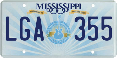 MS license plate LGA355