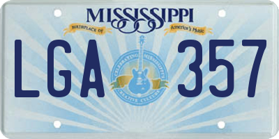 MS license plate LGA357