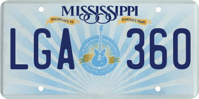 MS license plate LGA360