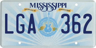 MS license plate LGA362