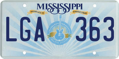 MS license plate LGA363