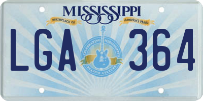 MS license plate LGA364