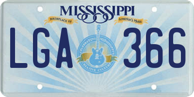 MS license plate LGA366