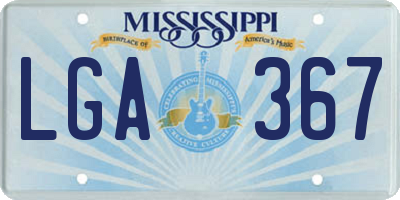 MS license plate LGA367