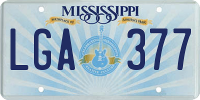 MS license plate LGA377
