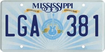 MS license plate LGA381