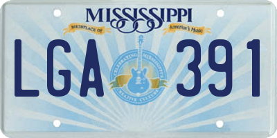 MS license plate LGA391
