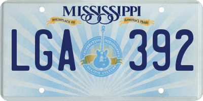MS license plate LGA392