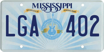 MS license plate LGA402