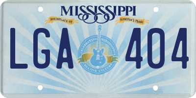 MS license plate LGA404