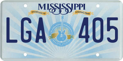 MS license plate LGA405