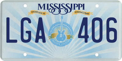 MS license plate LGA406