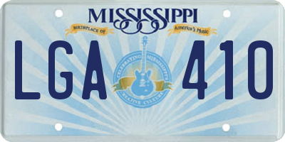 MS license plate LGA410