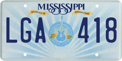 MS license plate LGA418