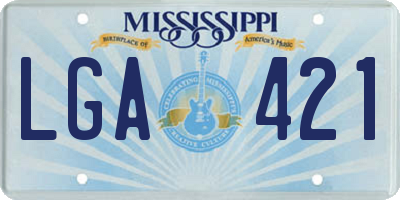 MS license plate LGA421