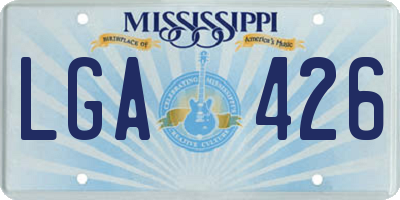 MS license plate LGA426