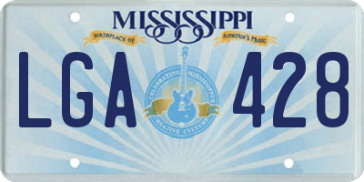 MS license plate LGA428