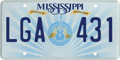 MS license plate LGA431