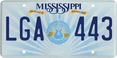 MS license plate LGA443