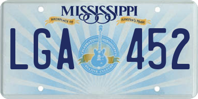 MS license plate LGA452