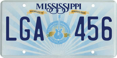 MS license plate LGA456