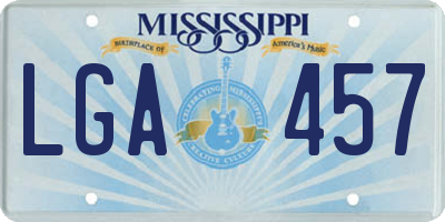 MS license plate LGA457