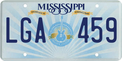 MS license plate LGA459