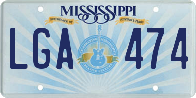MS license plate LGA474