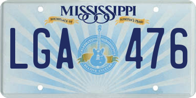 MS license plate LGA476