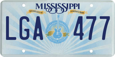 MS license plate LGA477