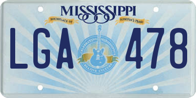 MS license plate LGA478