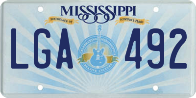 MS license plate LGA492