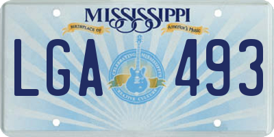 MS license plate LGA493
