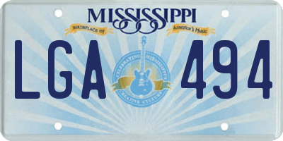 MS license plate LGA494