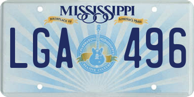 MS license plate LGA496