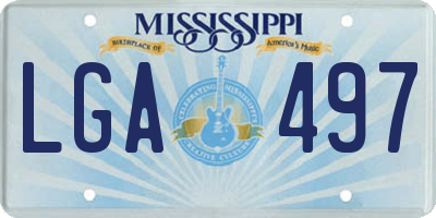MS license plate LGA497