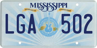 MS license plate LGA502