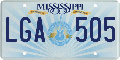 MS license plate LGA505