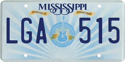 MS license plate LGA515