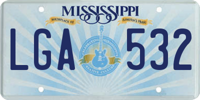 MS license plate LGA532
