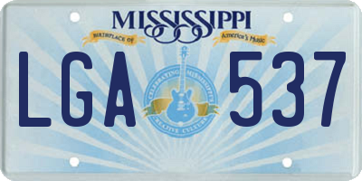 MS license plate LGA537