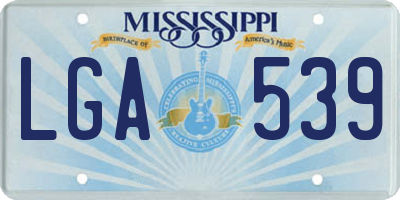 MS license plate LGA539