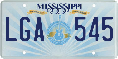 MS license plate LGA545