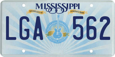 MS license plate LGA562